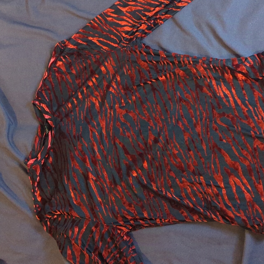 Red velvet zebra mesh bodysuit